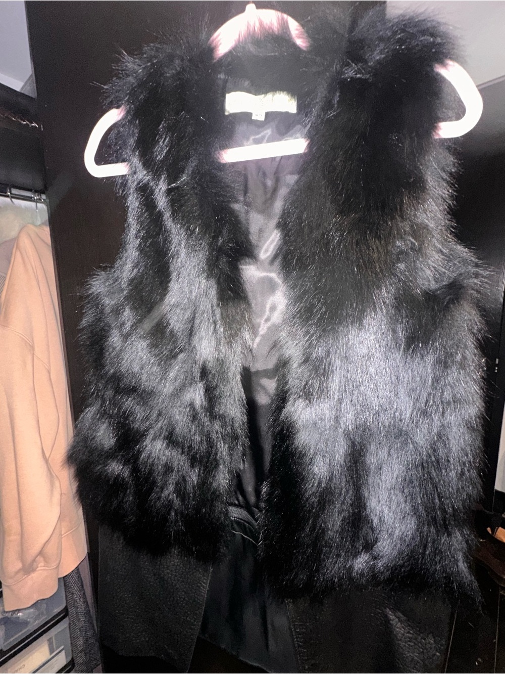 Ramy Brook Glossy Black Fox Fur Vest XS